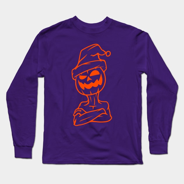 Spooky Pumpkin in Christmas (or Halloween) out line Long Sleeve T-Shirt by alaadin